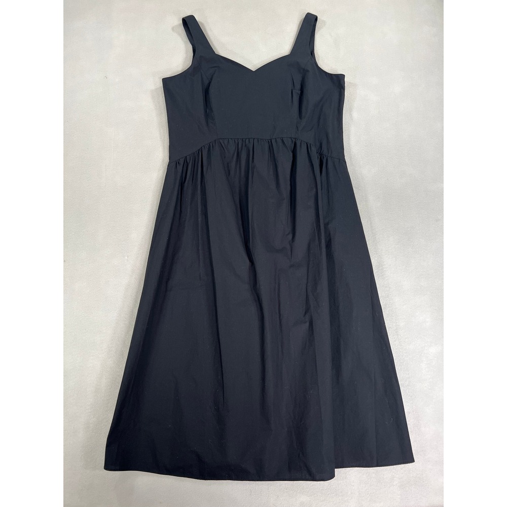 NWT Talbots Poplin Fit & Flare Black 100% Cotton Sleeveless Midi Dress Size 12 - Picture 2 of 8